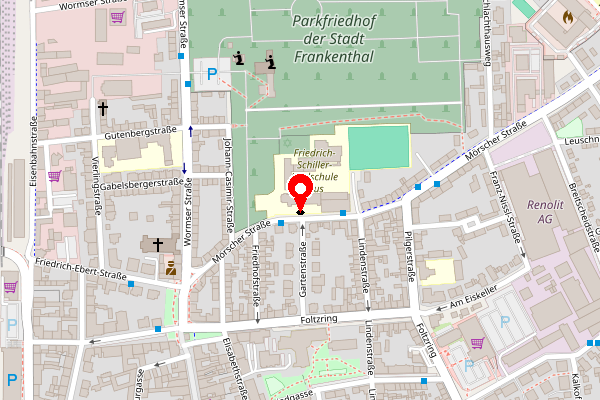 Karte: Trainingsort Schiller-Realschule, Mörscherstr. 11, 67227 Frankenthal